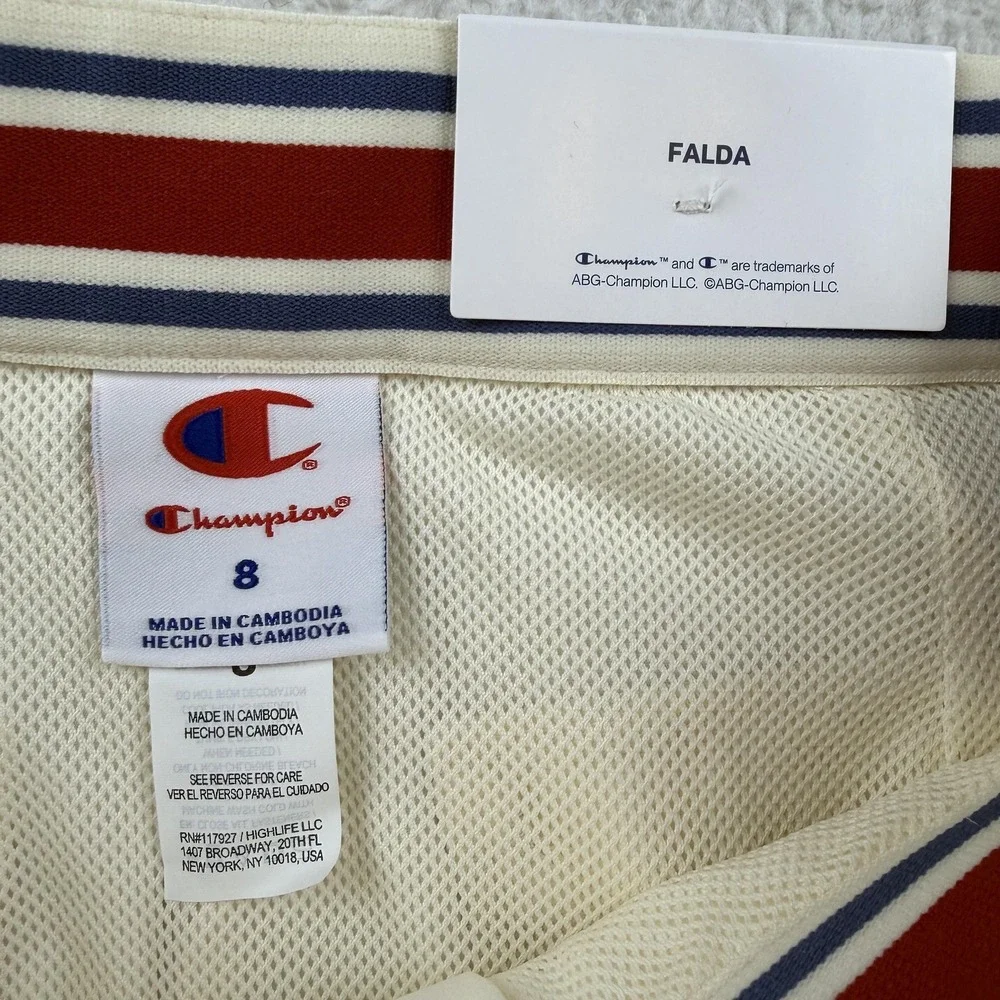 Champion Skirt Womens 8 Ivory Campus Twill Pockets‎ Lined Embroidered Logo NWT